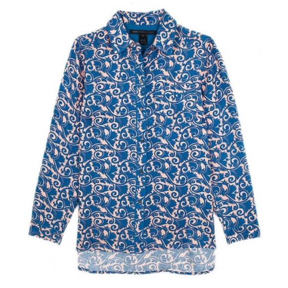 Marc By Marc Jacobs Tops - Marc by Marc Jacobs Blue and pink Baroque Patterned silk Blouse‎ - Size 4